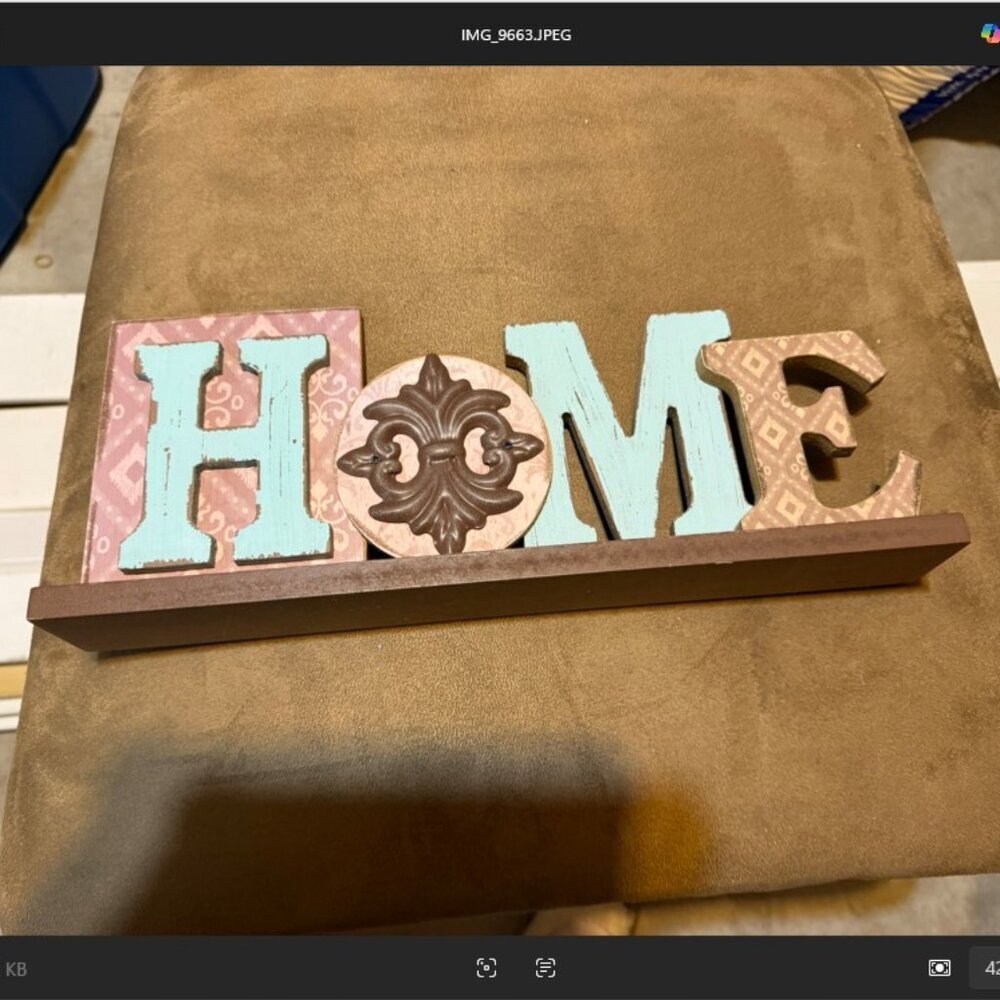 HOME brown and blue/teal shelf/table top decor